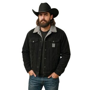 SOLD Dixxon Six Shooter Black Corduroy Sherpa Lined Jacket Small Western Winter